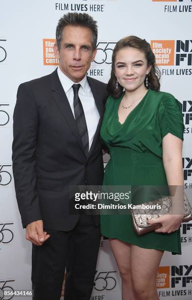Ben Stiller and Ella Olivia Stiller attend The 55th New York Film Festival - "Meyerowitz" at Alice Tully Hall on October 1, 2017 in New York City.