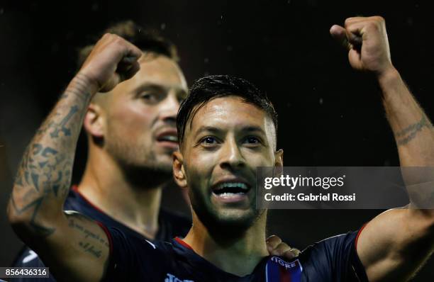 Lucas Janson of Tigre celebrates after scoring the first goal of his team during a match between Tigre and River Plate as part of Superliga 2017/18...