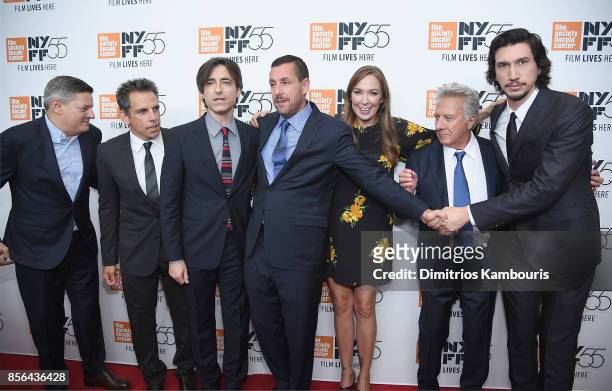 Ted Sarandos, Ben Stiller, Noah Baumbach, Adam Sandler, Elizabeth Marvel, Dustin Hoffman and Adam Driveattend The 55th New York Film Festival -...