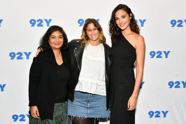 Hollywood Foreign Press Association president Meher Tatna, Carla Sosenko, and actress Gal Gadot attend Gal Gadot and Meher Tatna in Conversation with...