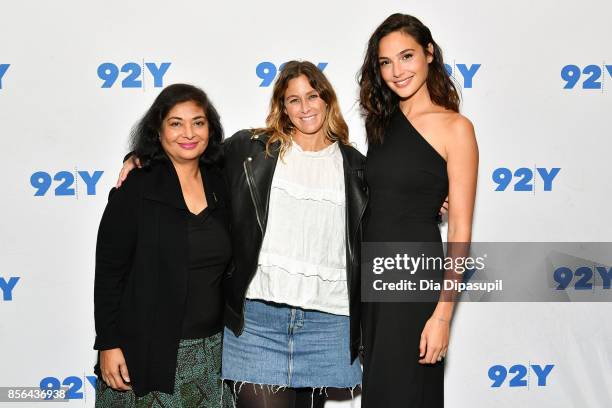 Hollywood Foreign Press Association president Meher Tatna, Carla Sosenko, and actress Gal Gadot attend Gal Gadot and Meher Tatna in Conversation with...