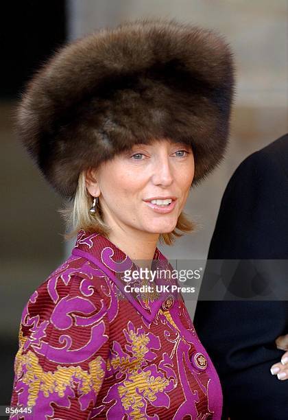 Marie Chantal of Greece arrives for the wedding of Dutch Crown Prince Willem Alexander and Crown Princess Maxima Zorreguieta February 2, 2002 in...