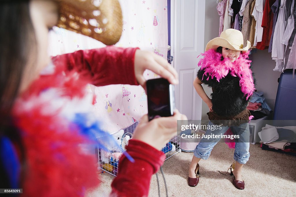 Girl playing dress-up