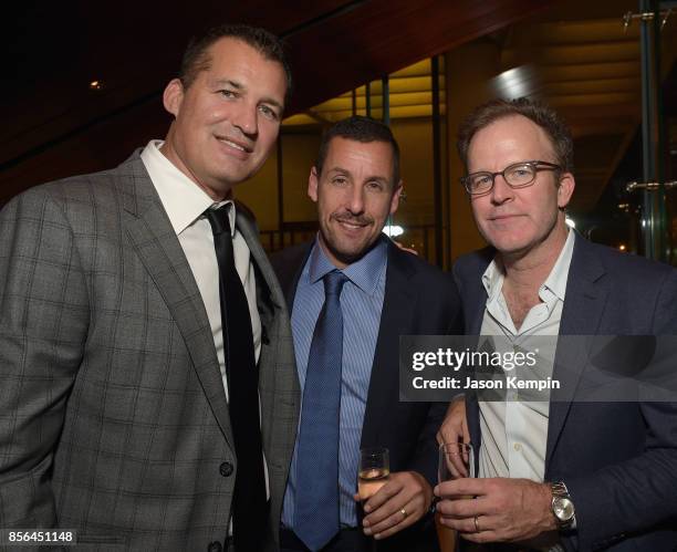 Of Original Films at Netflix Scott Stuber, Adam Sandler and director Tom McCarthy attend the New York Film Festival screening of The Meyerowitz...