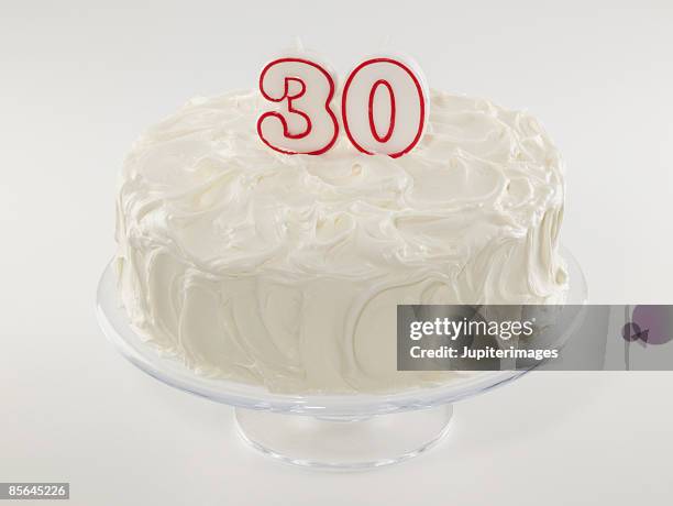 30th birthday cake - birthday candle number stock pictures, royalty-free photos & images