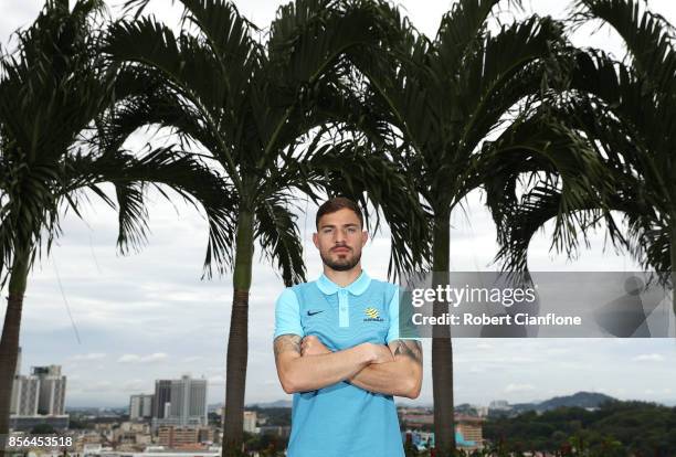 James Troisi of Australia poses during an Australia Socceroos media opportunity on October 2, 2017 in Malacca, Malaysia.