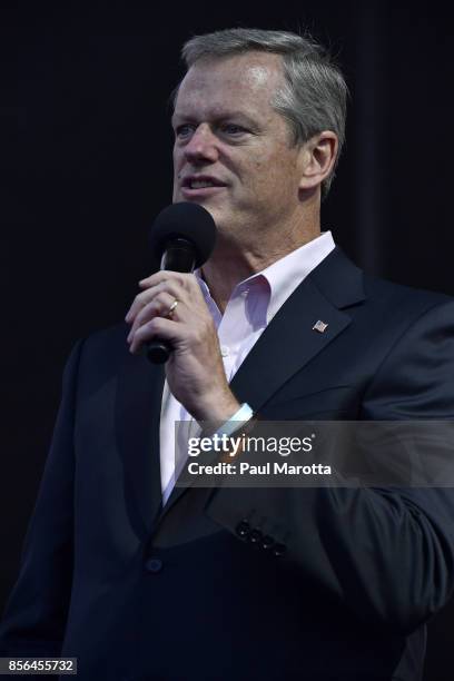 Massachusetts Governor Charlie Baker attends the Forbes Under 30 Music Festival at Boston City Hall Plaza on October 1, 2017 in Boston, Massachusetts.