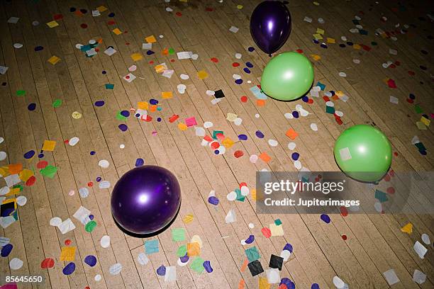 confetti on floor of prom - dance floor stock pictures, royalty-free photos & images