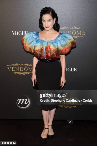 Dita Von Teese attends Vogue Party as part of the Paris Fashion Week Womenswear Spring/Summer 2018 at on October 1, 2017 in Paris, France.
