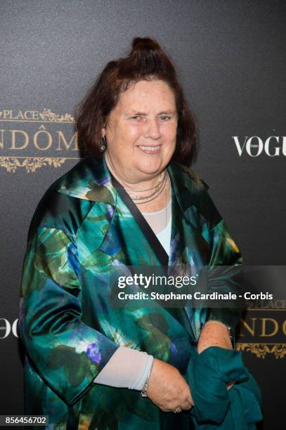 Suzy Menkes attends Vogue Party as part of the Paris Fashion Week Womenswear Spring/Summer 2018 at on October 1, 2017 in Paris, France.