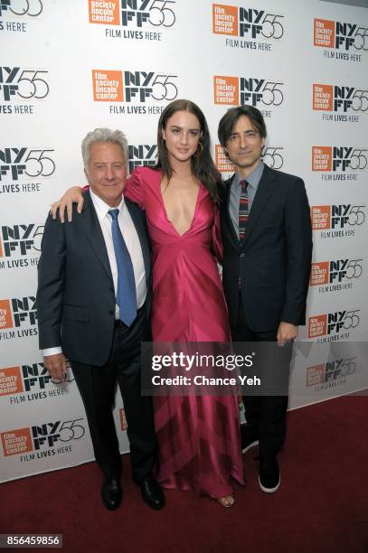 Dustin Hoffman, Grace Van Patten and Noah Baumbach attend "Meyerowitz Stories" screening during the 55th New York Film Festival at Alice Tully Hall...