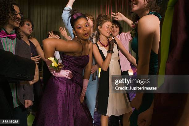 teenagers dancing together at prom - prom dancing stock pictures, royalty-free photos & images