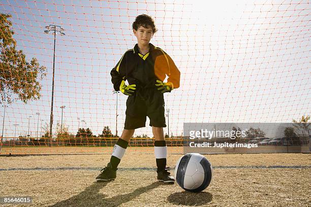 portrait of soccer goalie - keeper stock pictures, royalty-free photos & images