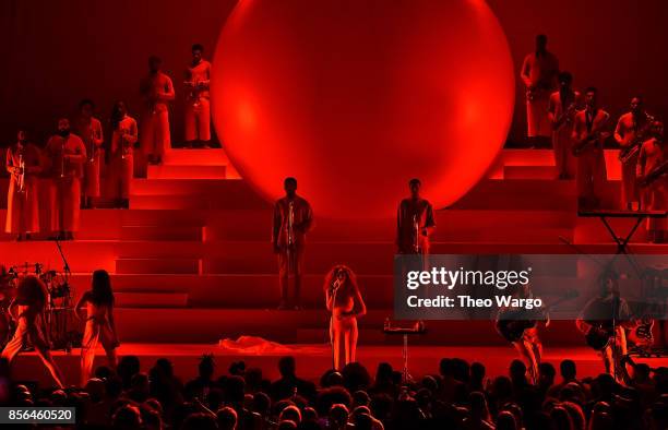Solange performs during Orion's Rise: A Special Performance With Solange And The Sun Ra Arkestra at The Kennedy Center on October 1, 2017 in...