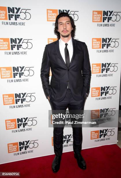 Adam Driver attends the 55th New York Film Festival - "Meyerowitz Stories" at Alice Tully Hall on October 1, 2017 in New York City.