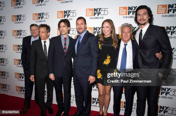 Ted Sarandos, Ben Stiller, Noah Baumbach, Adam Sandler, Elizabeth Marvel, Dustin Hoffman and Adam Driver attend the 55th New York Film Festival -...