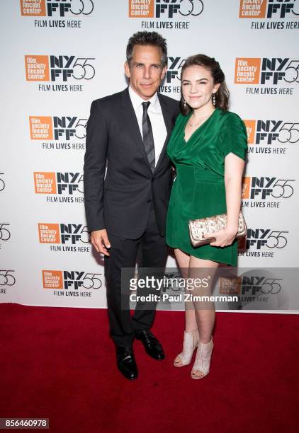 Ben Stiller and Ella Olivia Stiller attend the 55th New York Film Festival - "Meyerowitz Stories" at Alice Tully Hall on October 1, 2017 in New York...