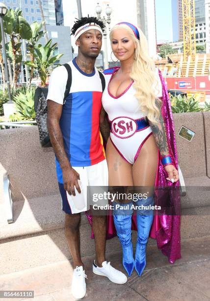 Rapper 21 Savage and Reality TV Personality / Model Amber Rose attend the 3rd annual Amber Rose SlutWalk on October 1, 2017 in Los Angeles,...