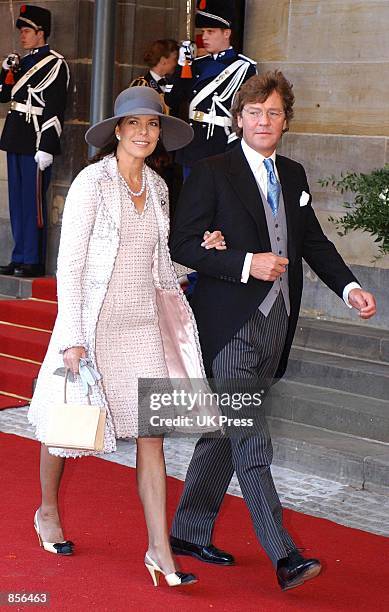 Princess Caroline and Ernst Hanover arrive for the wedding of Dutch Crown Prince Willem Alexander and Crown Princess Maxima Zorreguieta February 2,...