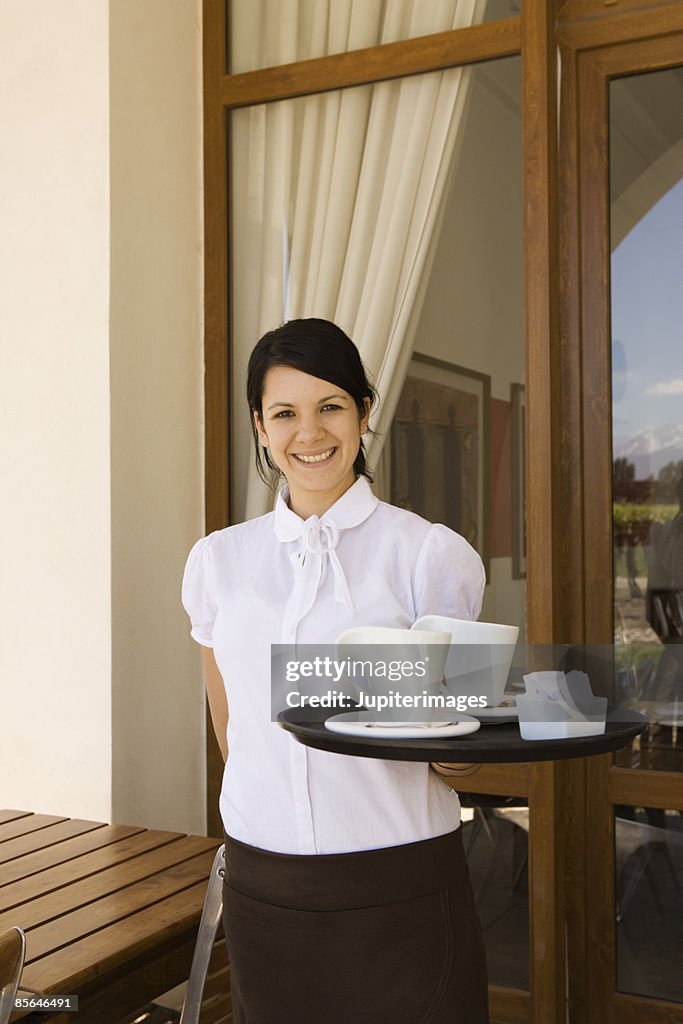 Waitress with tray