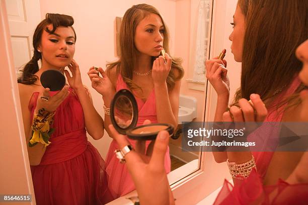 teenage girls getting ready for prom - prom stock pictures, royalty-free photos & images