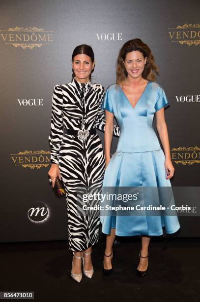 Sara Battaglia and Giovanna Battaglia attends Vogue Party as part of the Paris Fashion Week Womenswear Spring/Summer 2018 at on October 1, 2017 in...