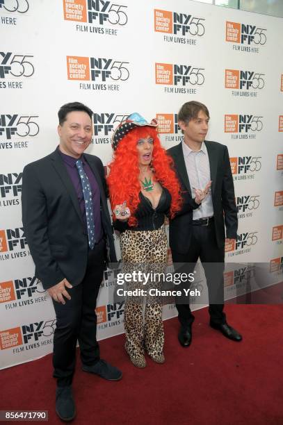 Chris Bergoch, Sandy Kane and Sean Baker attend "The Florida Project" screening during the 55th New York Film Festival at Alice Tully Hall on October...