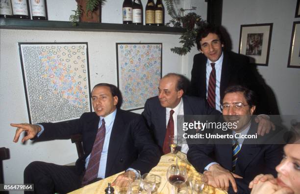 Milan, Italy Silvio Berlusconi at a restaurant Garibaldi with Urbano Cairo and Marcello Dell Utri