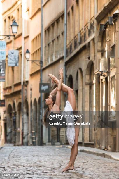 female ballet dancer dancing in lyon, france - street ballet stock pictures, royalty-free photos & images