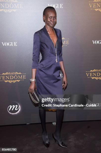 Alek Wek attends Vogue Party as part of the Paris Fashion Week Womenswear Spring/Summer 2018 at on October 1, 2017 in Paris, France.