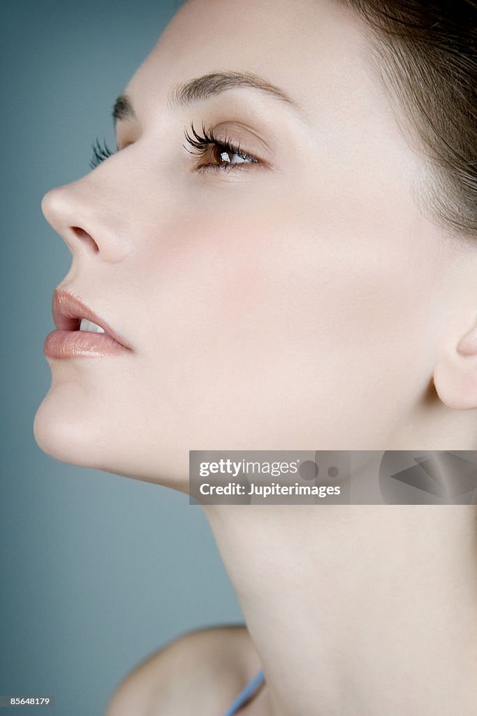 Woman with chin profile