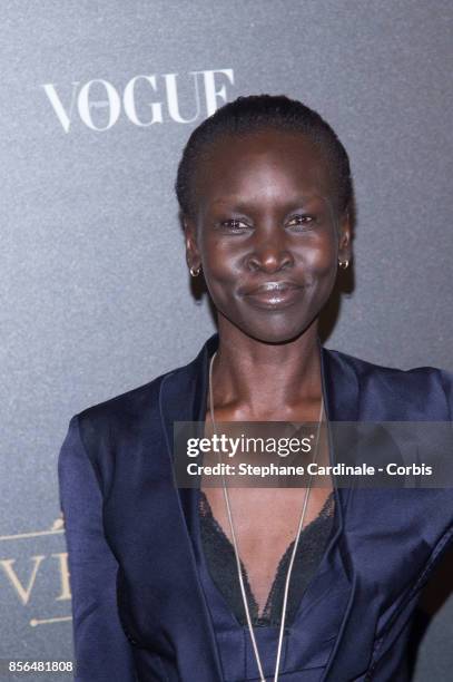 Alek Wek attends Vogue Party as part of the Paris Fashion Week Womenswear Spring/Summer 2018 at on October 1, 2017 in Paris, France.