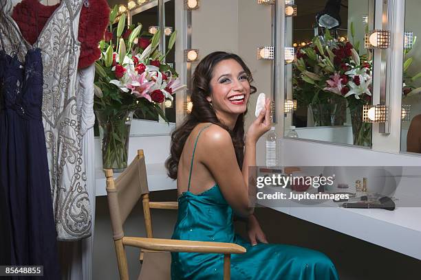 laughing actress in dressing room - actor chair stock pictures, royalty-free photos & images