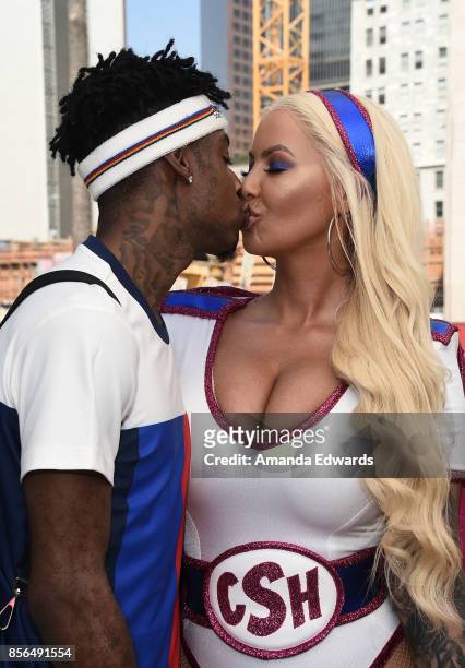 Model Amber Rose and rapper 21 Savage attend the 3rd Annual Amber Rose SlutWalk on October 1, 2017 in Los Angeles, California.