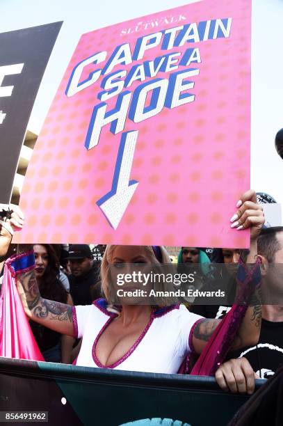 Model Amber Rose attends the 3rd Annual Amber Rose SlutWalk on October 1, 2017 in Los Angeles, California.