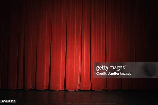 curtain on stage - red curtain stock-fotos und bilder