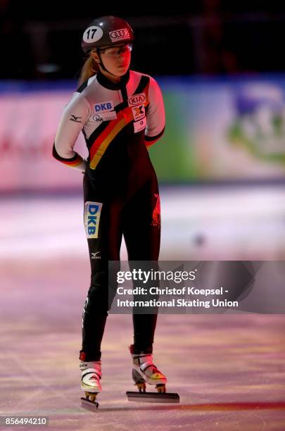 Anna Seidel of Germany prepares during the ladies 1000m quarterfinals heat four during the Audi ISU World Cup Short Track Speed Skating at Bok Hall...