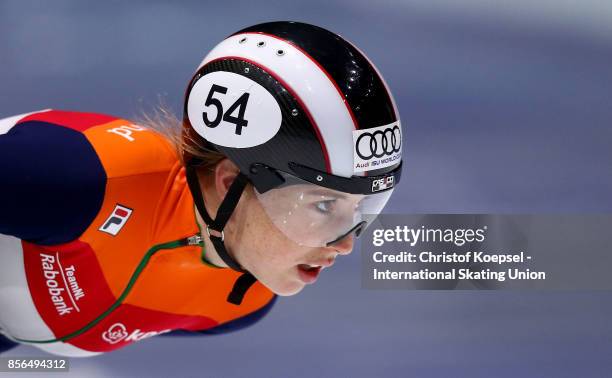 Lara van Ruijven of the Netherlands skates during the ladies 1000m quarterfinals heat four during the ladies 1000m quarterfinals heat four during the...