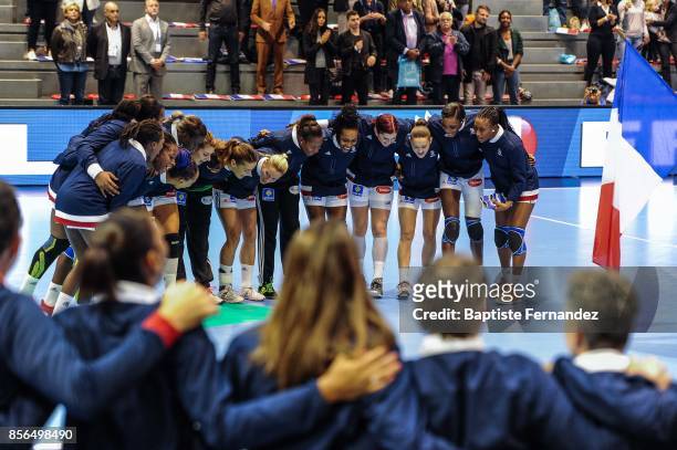 Team France during the handball women's international friendly match between France and Brazil on October 1, 2017 in Tremblay-en-France, France.