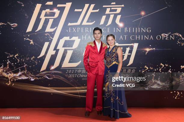 Jelena Ostapenko of Latvia poses on the red carpet of the 2017 China Open Player Party at Beijing Olympic Tower on October 1, 2017 in Beijing, China.