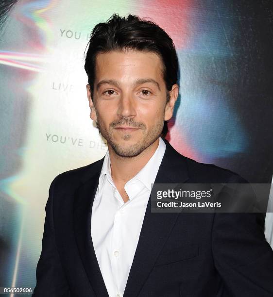 Actor Diego Luna attends the premiere of "Flatliners" at The Theatre at Ace Hotel on September 27, 2017 in Los Angeles, California.