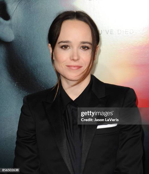 Actress Ellen Page attends the premiere of "Flatliners" at The Theatre at Ace Hotel on September 27, 2017 in Los Angeles, California.