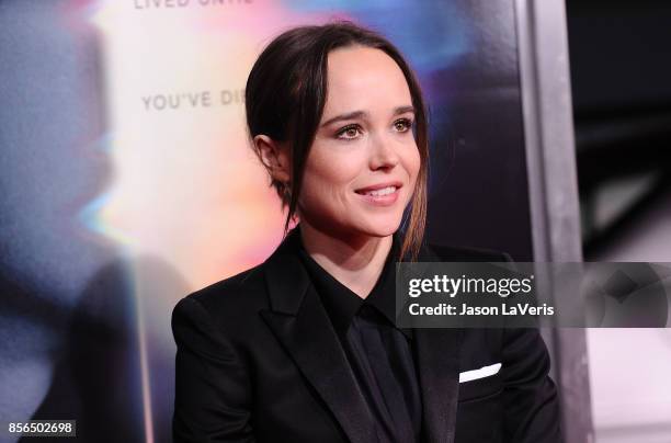 Actress Ellen Page attends the premiere of "Flatliners" at The Theatre at Ace Hotel on September 27, 2017 in Los Angeles, California.