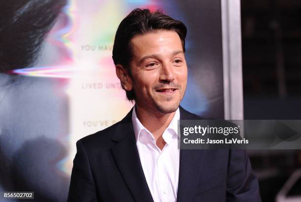 Actor Diego Luna attends the premiere of "Flatliners" at The Theatre at Ace Hotel on September 27, 2017 in Los Angeles, California.