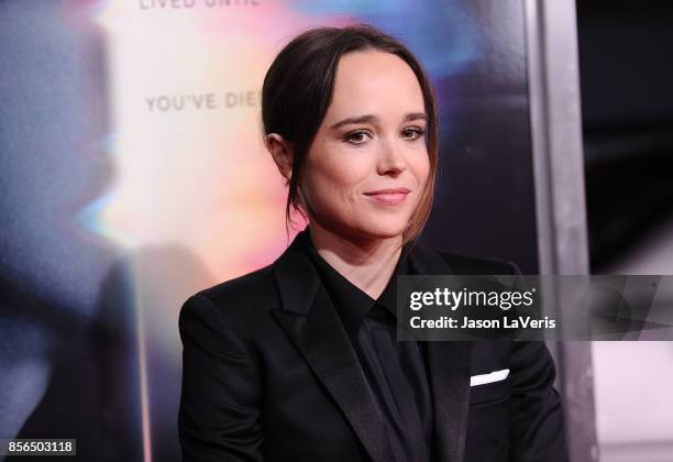 Actress Ellen Page attends the premiere of "Flatliners" at The Theatre at Ace Hotel on September 27, 2017 in Los Angeles, California.