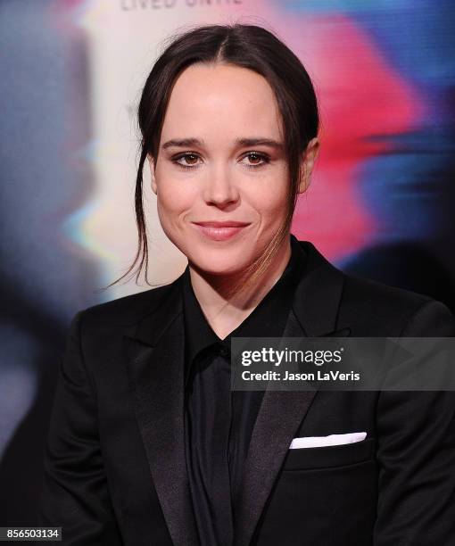 Actress Ellen Page attends the premiere of "Flatliners" at The Theatre at Ace Hotel on September 27, 2017 in Los Angeles, California.