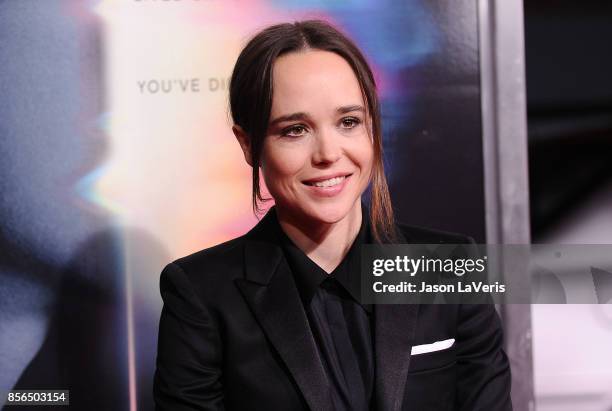 Actress Ellen Page attends the premiere of "Flatliners" at The Theatre at Ace Hotel on September 27, 2017 in Los Angeles, California.