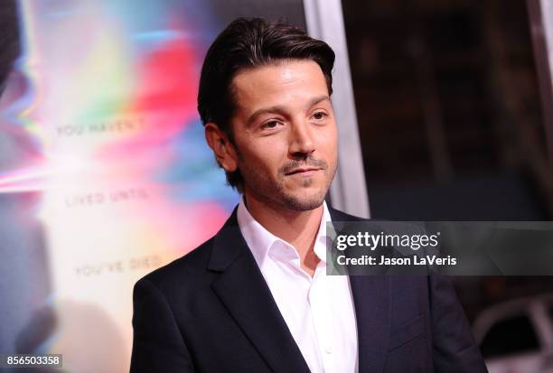 Actor Diego Luna attends the premiere of "Flatliners" at The Theatre at Ace Hotel on September 27, 2017 in Los Angeles, California.