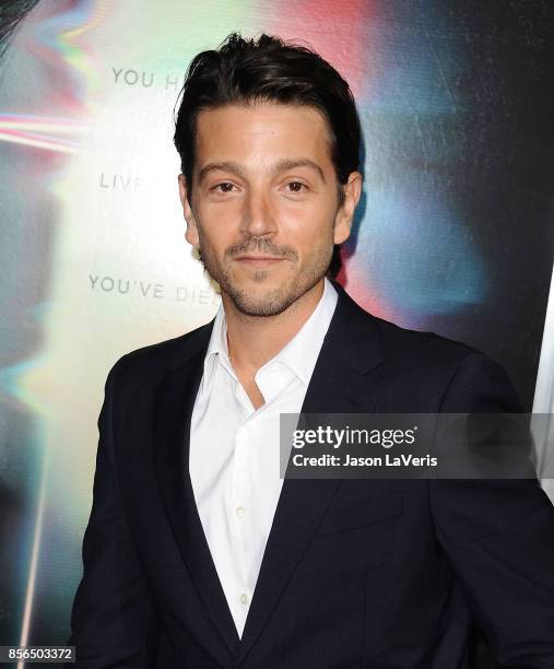 Actor Diego Luna attends the premiere of "Flatliners" at The Theatre at Ace Hotel on September 27, 2017 in Los Angeles, California.