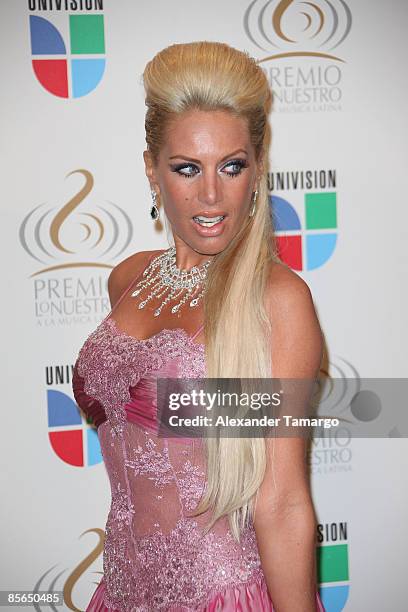 Lorena Herrera poses in the press room at Univision's ''Premio Lo Nuestro a La Musica Latina'' Awards at Bank United Center on March 26, 2009 in...